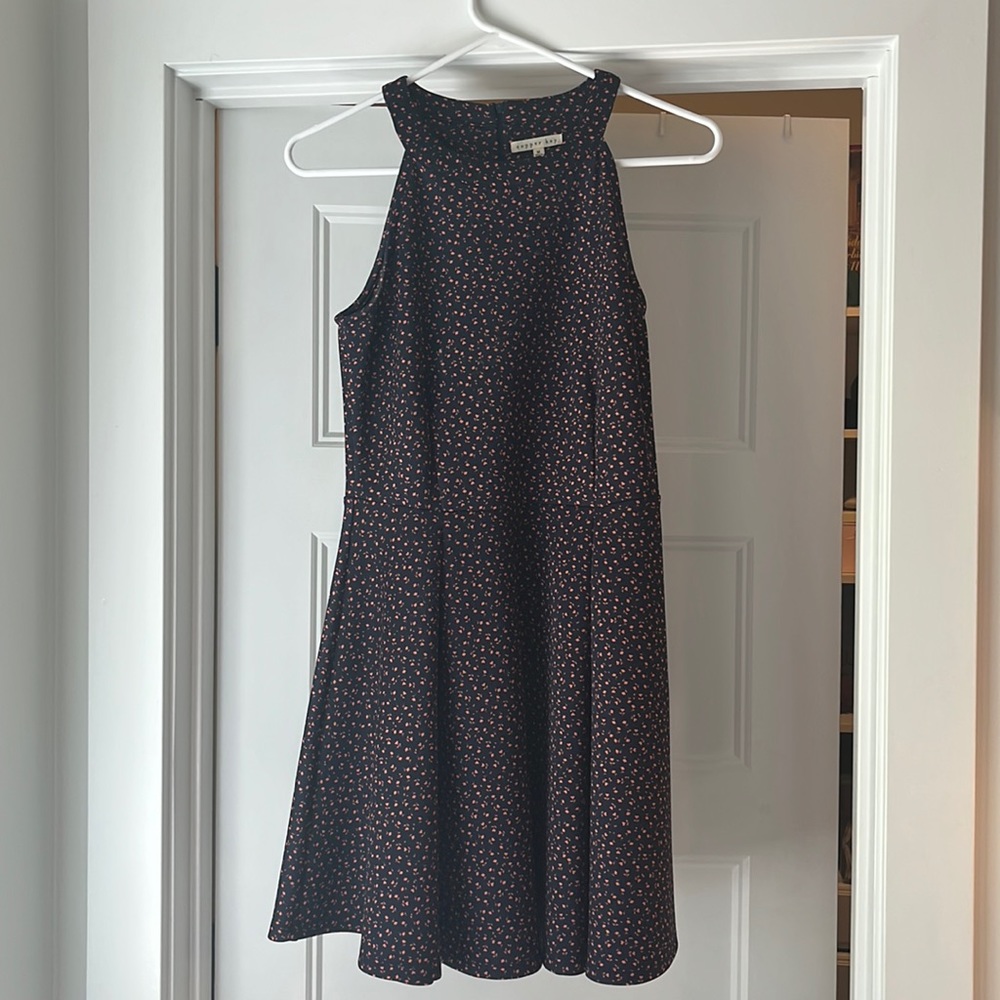 Navy and coral dress